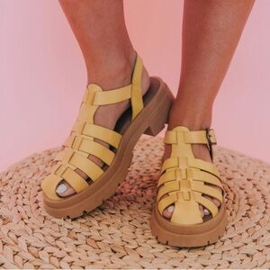 Free People Yellow Strappy Sandals